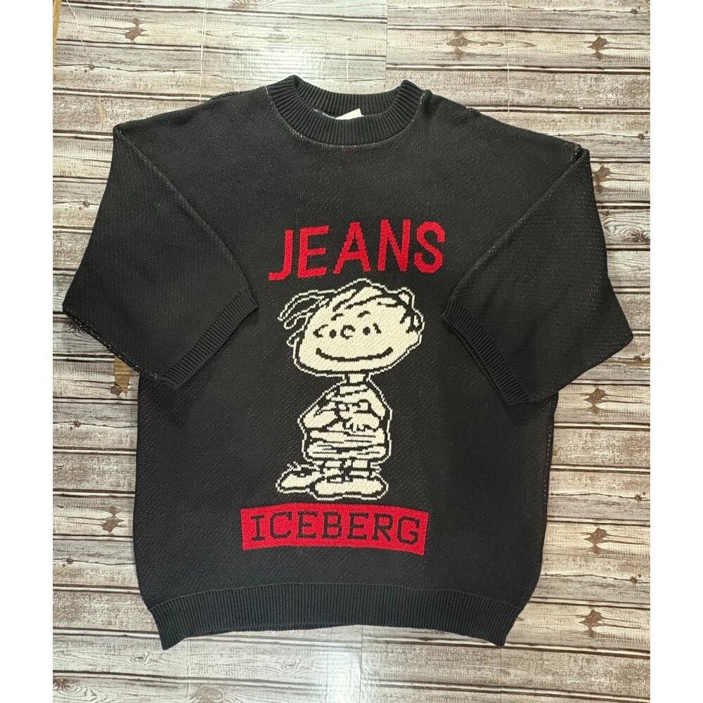 Iceberg Peanuts Linus Knit Sweater Disney size 3XL black Made Italy vintage 90’s
